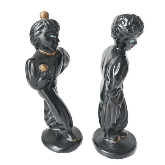 Claytonware Chalk Harlem Dancers Black Gold Trim Vintage Mid Century - Picture 2 of 8